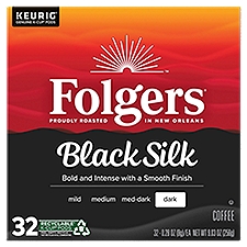 Folgers Black Silk Dark Coffee K-Cup Pods, 0.28 oz, 32 count