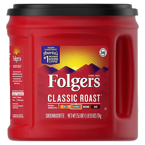 Folgers Classic Roast Medium Ground Coffee, 25.9 oz
