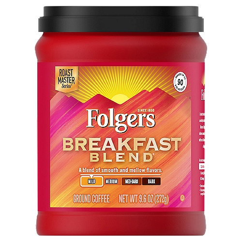 Folgers Breakfast Blend Mild Ground Coffee, 9.6 oz