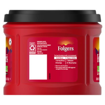 Folgers Half Caff Ground Coffee, Medium Roast, 22.6 oz Canister