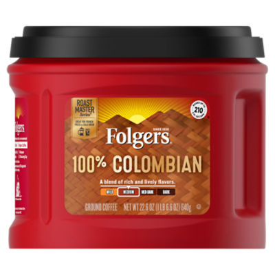 Folgers 100% Colombian Medium Ground Coffee, 22.6 oz, 22.6 Ounce