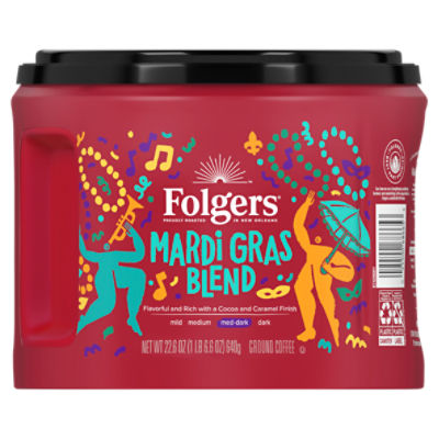 Folgers Mardi Gras Blend Med-Dark Ground Coffee, 22.6 oz