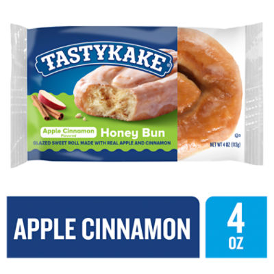 Tastykake Appple Cinnamon Flavored Honey Bun, Individually Wrapped Pastry Snack, 4 oz