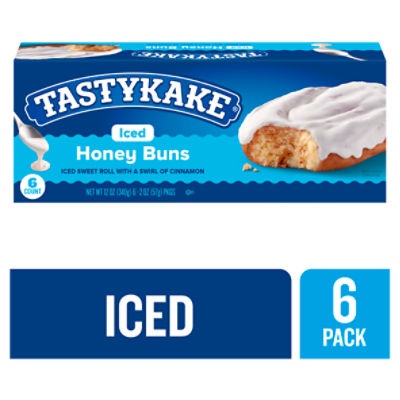 Tastykake Iced Honey Buns, 2 oz, 6 count