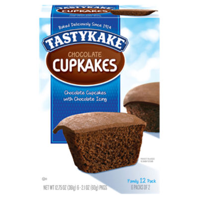 Tastykake Chocolate Cupcakes with Chocolate Icing Family Pack, 2.1 oz, 6 count