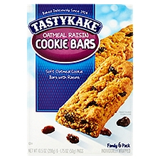 Tastykake Oatmeal Raisin Cookie Bars Family Pack, 1.75 oz, 6 count, 12 Ounce