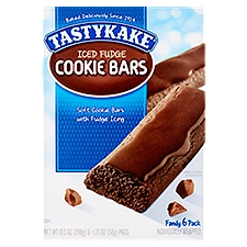Tastykake Iced Fudge Cookie Bars Family Pack, 1.75 oz, 6 count, 10.5 Ounce
