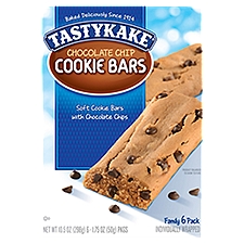 Tastykake Chocolate Chip Cookie Bars Family Pack, 1.75 oz, 6 count, 12 Ounce