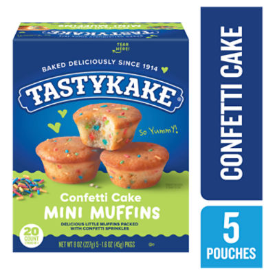 Tastykake Confetti Cake Mini Muffins Pantry Pack!, 1.6 oz, 5 count