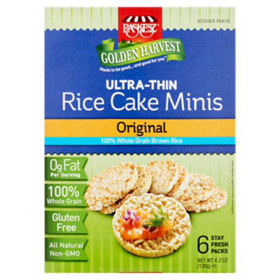 Paskesz Golden Harvest Original UltraThin Rice Cake Minis, 6 count, 4.