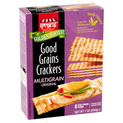 Paskesz Golden Harvest Multigrain Original Good Grains Crackers, 8 Packs, 7 oz