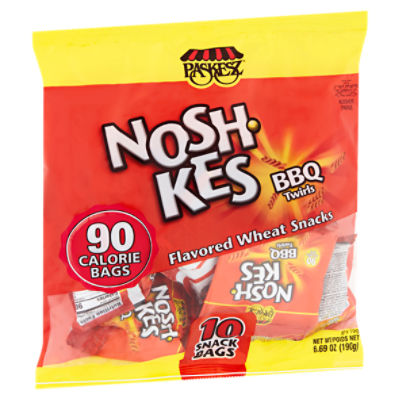 Paskesz Nosh-Kes BBQ Twirls Flavored Wheat Snacks, 10 count, 6.69 oz