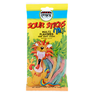 Paskesz Sour Sticks Mix Multi Flavored Sour Candy Sticks, 3.5 oz