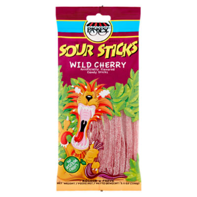 Paskesz Wild Cherry Sour Candy Sticks, 3.5 oz