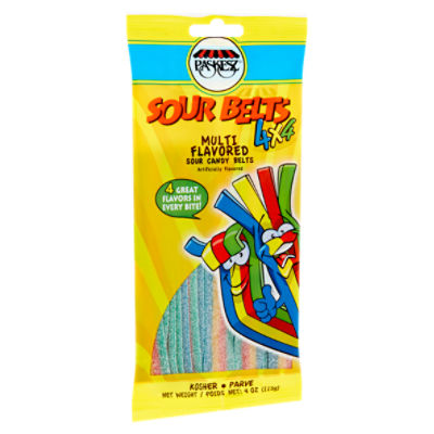 Paskesz Multi Flavored Sour Candy Belts, 4 oz