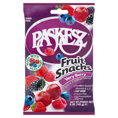 Paskesz Very Berry Fruit Snacks, 5 oz