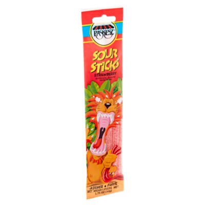 Paskesz Strawberry Sour Candy Sticks, 1.75 oz