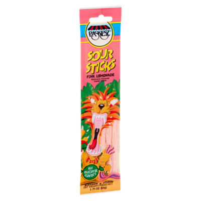 Paskesz Pink Lemonade Sour Candy Sticks, 1.75 oz