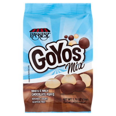 Paskesz GoYos Mix White & Milk Chocolate Puffs, 1.76 oz