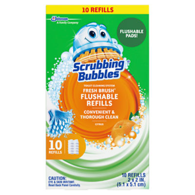 Scrubbing Bubbles Fresh Brush Flushable Refills, Citrus - Thorough Clean for Your Toilet, 10 Pads