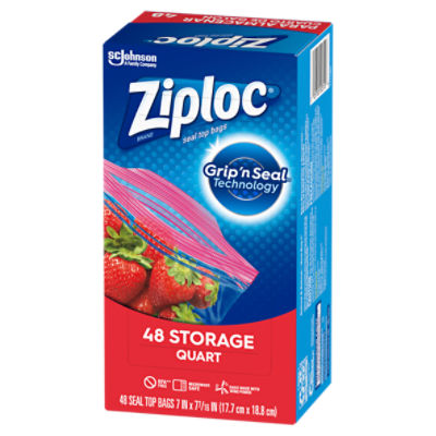 Ziploc Brand Storage Quart Bags, Plastic Storage Bags for Food, 48 Count
