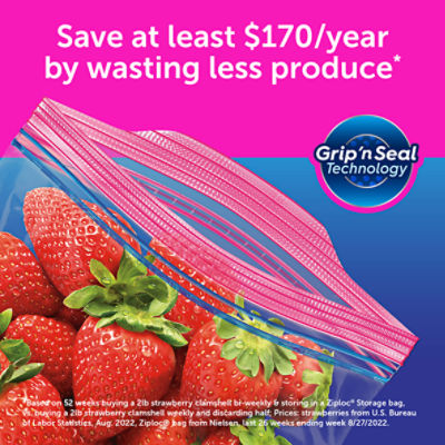 Ziploc® Grip N Seal™ Technology Quart Storage Bags with New Stay