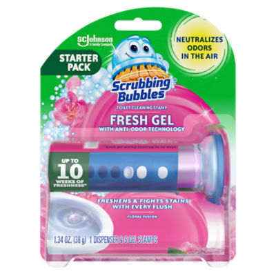 Scrubbing Bubbles Fresh Gel Toilet Cleaning Stamp, Floral Fusion Scent, 6 Count