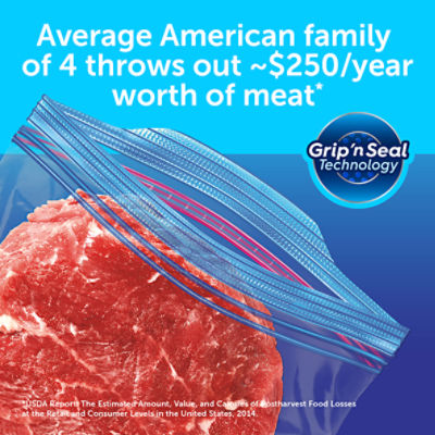 Large Food Storage Freezer Bags, Grip 'n Seal Technology