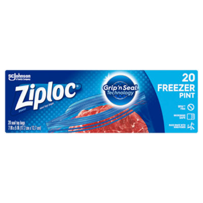 Ziploc Pint Food Storage Freezer Bags, Grip 'n Seal Technology for Easier  Grip, Open, and Close, 20 Count