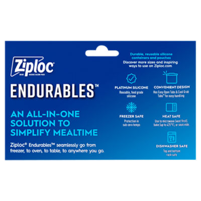 Ziploc Endurables Small Pouch, 1 Cup, 8 fl oz, Reusable Silicone, from Freezer, to Oven, to Table, 2 Pack