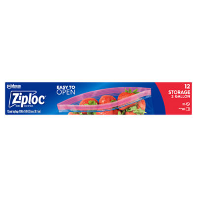 Ziploc® Brand Storage Bags with Power Shield Technology, Two Gallon, 12 Count, 12 Each