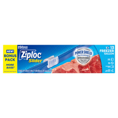 Ziploc Freezer Gallon Slider Bags Bonus Pack, 13 count