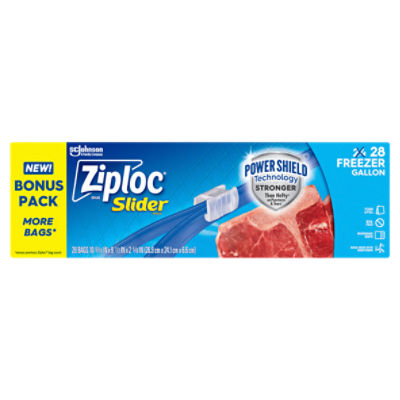 Ziploc Freezer Gallon Slider Bags, 28 count