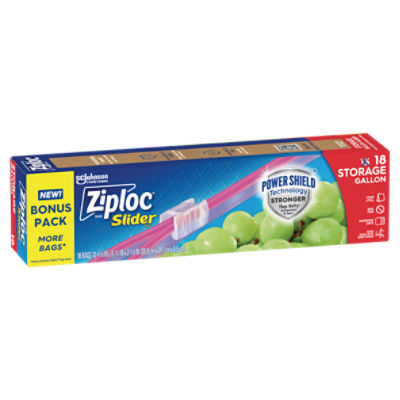 Ziploc Storage Gallon Slider Bags Bonus Pack, 18 count
