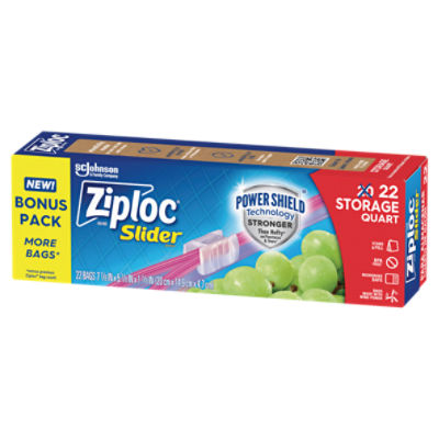 Ziploc Storage Quart Slider Bags Bonus Pack, 22 count