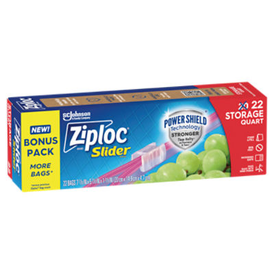 Ziploc Storage Quart Slider Bags Bonus Pack, 22 count