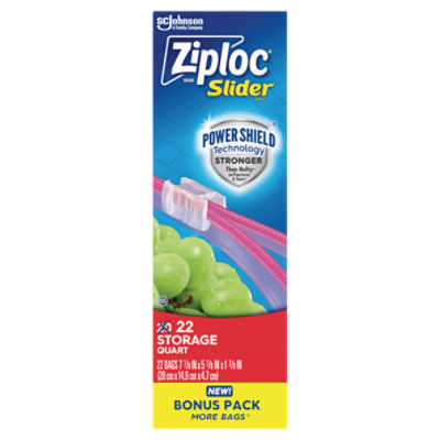 Ziploc Storage Quart Slider Bags Bonus Pack, 22 count