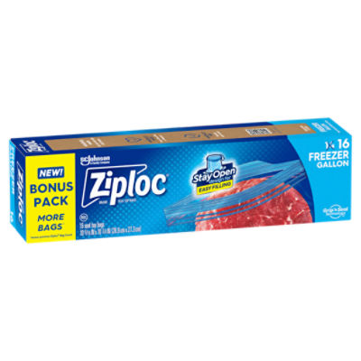 Ziploc Freezer Gallon Seal Top Bags, 16 count