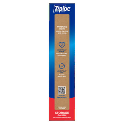 Ziploc® Brand Storage Bags with Stay Open Design, Gallon, 22 Bags, Microwave Safe, BPA Free