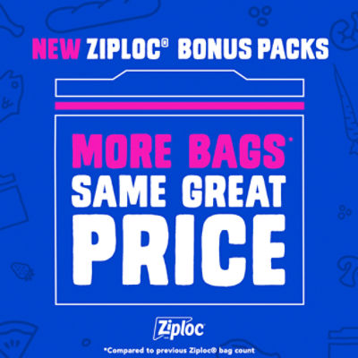 Ziploc® Brand Storage Bags with Stay Open Design, Gallon, 22 Bags, Microwave Safe, BPA Free