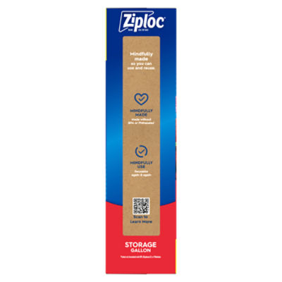 Ziploc® Brand Storage Bags with Stay Open Design, Gallon, 42 Bags, Microwave Safe, BPA Free