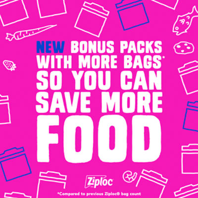 Ziploc® Brand Storage Bags with Stay Open Design, Gallon, 42 Bags, Microwave Safe, BPA Free