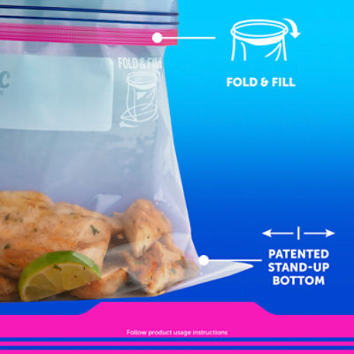 Ziploc® Brand Storage Bags with Stay Open Design, Gallon, 42 Bags, Microwave Safe, BPA Free