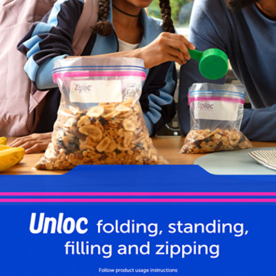 Ziploc® Brand Storage Bags with Stay Open Design, Gallon, 42 Bags, Microwave Safe, BPA Free