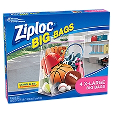 Ziploc XL Double Zipper, Big Bags, 4 Each