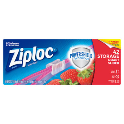 Ziploc Slider Storage Quart Bags with Power Shield Technology, 42 Count