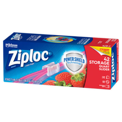 Ziploc Slider Storage Quart Bags with Power Shield Technology, 42 Count