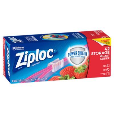 Ziploc Slider Storage Quart Bags with Power Shield Technology, 42 Count
