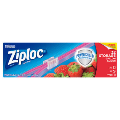 Ziploc Slider Storage Gallon Bags with Power Shield Technology, 32 Count