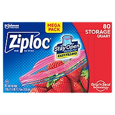 Ziploc Brand Storage Bags with New Stay Open Design, Gallon, 80 Count, Microwave Safe, BPA Free